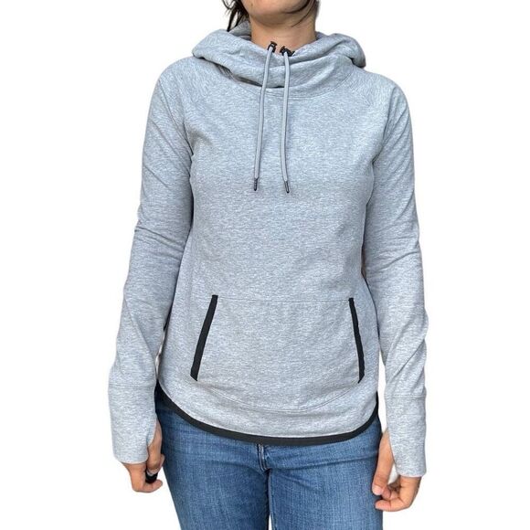 Athleta Sentry Cowl Neck Pullover Hoodie Sweatshirt Gray Size Small Lounge - Picture 2 of 7